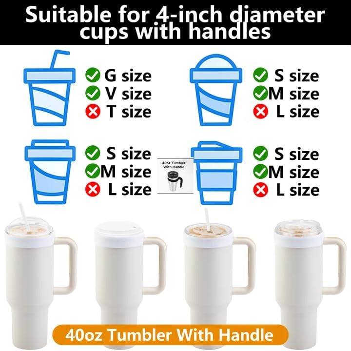 3 Pcs 40oz Ice Coffee Silicone Ring, 4 Inch in Dia Silicone Ring for Tumbler with Handle, Reusable Wathet White Blue Iced Cup Sleeve Ring for Tumbler Cup Cold Drinks Accessories - Image 4