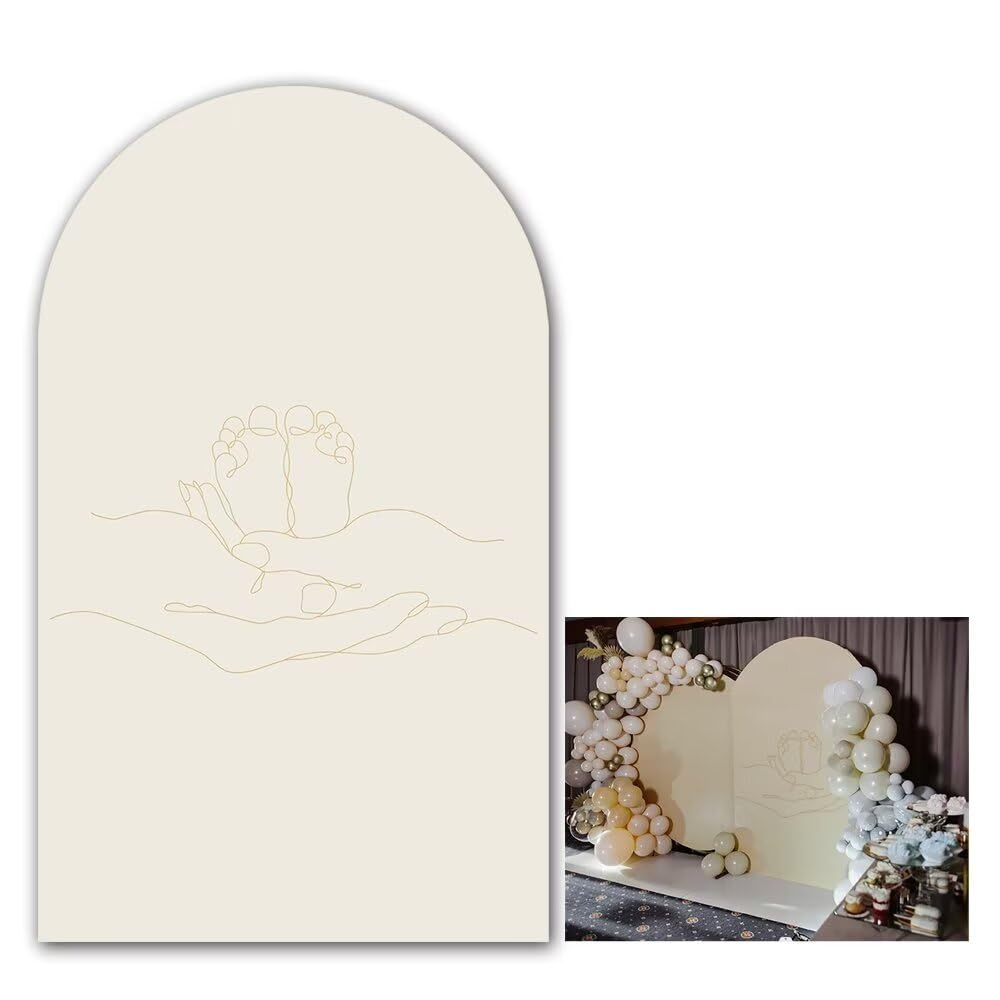 Iydamc Baby Feet Arch Backdrop Stretchy Fabric Cover for Pregnancy Party 4.6X8FT Pregnant Woman Theme Arched Background Stand Covers Baby Shower Banquets Parties Decorations