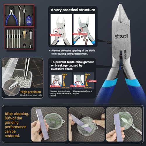 Image of stedi Model Tools Kit for Professionals 14 PCS, Modeler Professional Tools Kit Craft Set Hobby Making Tools for Gundam, Miniature Military Model, 3D Resin Parts