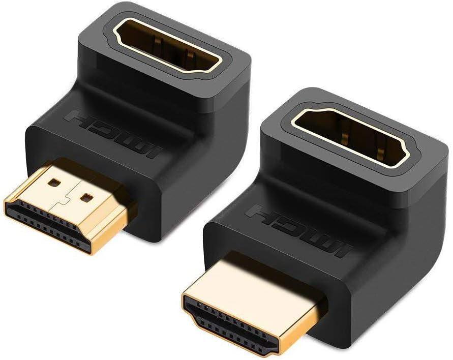 DKEY Set of 2 HDMI adapters 90 and 270 Degrees for TV and PC Monitor, Console, Chromecast, Decoder, Streaming Box and all products with HDMI