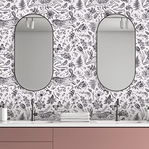 Papier peint floral noir et blanc pour rénover meuble usé
