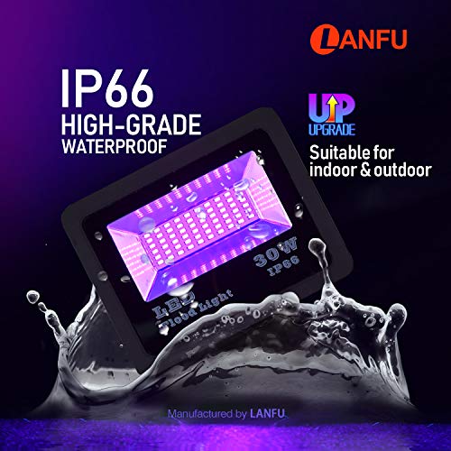 Lanfu 2Pack 30W Led Black Light Blacklight For Fluorescent Neon Glow In The Dark High Power Led Flood Light Ip65 With Plug For Birthday,Bar,Party Supplies,Aquarium(Upgrade Reflector) #TOP3
