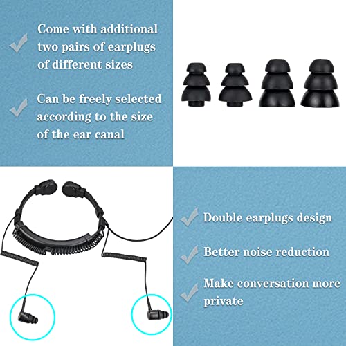Retevis Two Way Radio Earpiece Throat Mic Headset Binaural Earphones Compatible for Walkie Talkie RT5R RB85 RT24 Baofeng UV5R eSynic etc Retractable Throat Earpiece for Cycling (1 Pcs) - Image 4