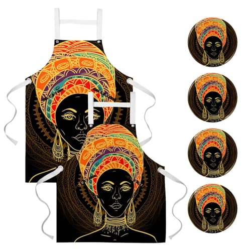 Tablier de cuisine femme africaine lot de 2 pâtisserie et bar