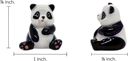 Miniatura 2 de WitnyStore Figura de cerámica de panda sentado sentado y mirando a la izquierda de  pulgada de largo, casa de muñecas de oso, cerámica, animal,