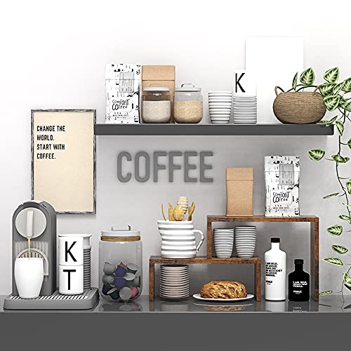 Giftgo 2 Tier Stackable Expandable Corner Spice Rack For Kitchen Countertop Cabinet & Pantry Organizer Rustic Brown Wooden Corner Shelf Rack For Desktop Storage #TOP2