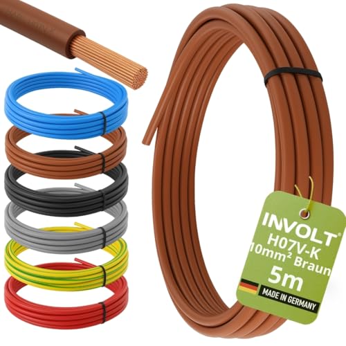 INVOLT H07V-K 5m 10mm braun Aderleitung flexibel Verdrahtungsleitung PVC Meterware Made in Germany