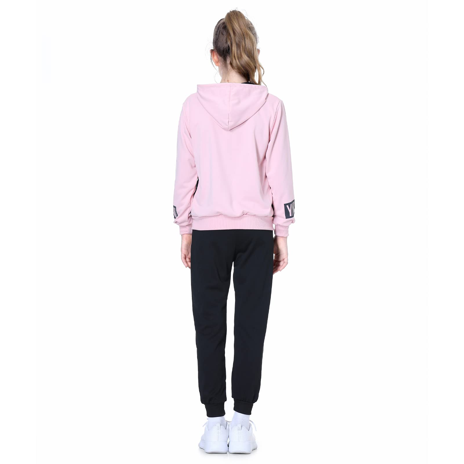 Niñas Chándal Estampado Traje Deportivo 3 Piezas Traje de Jogging Chaqueta con Capucha + Camiseta + Pantalones