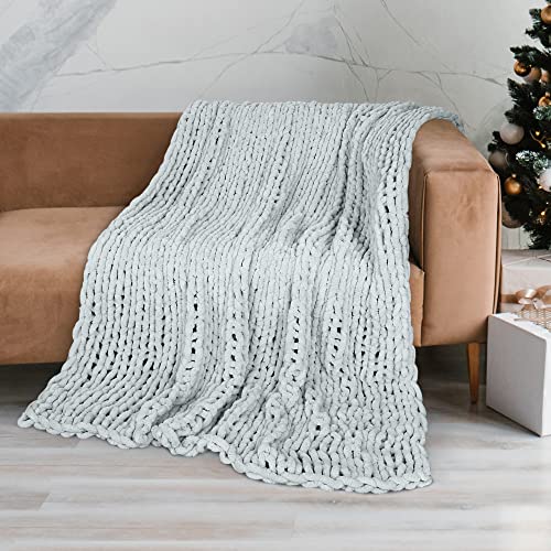 Catalonia Chunky Knit Blanket - Super Soft Plush Crochet Chenille,