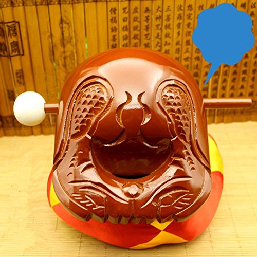 Buddhist Camphorwood Wooden Fish Temple Block Zen Drum with Mat 8 inch