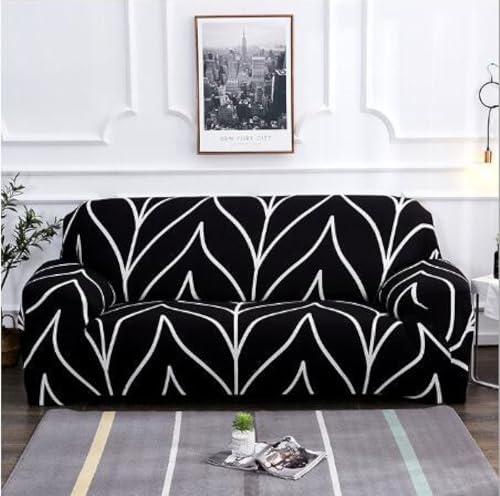 Funda Sofa 3 Plazas Negro Blanca Funda De Sofá Elástica En Spandex,Antideslizante,Protector Sofa Gatos Arañazo Y Perros Mascotas,Funda Sofá Estampadas