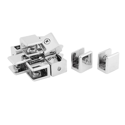 uxcell Soporte de estante de vidrio ajustable de metal para puerta de gabinete soporte de clip para máximo 0.394 in de grosor 12 piezas