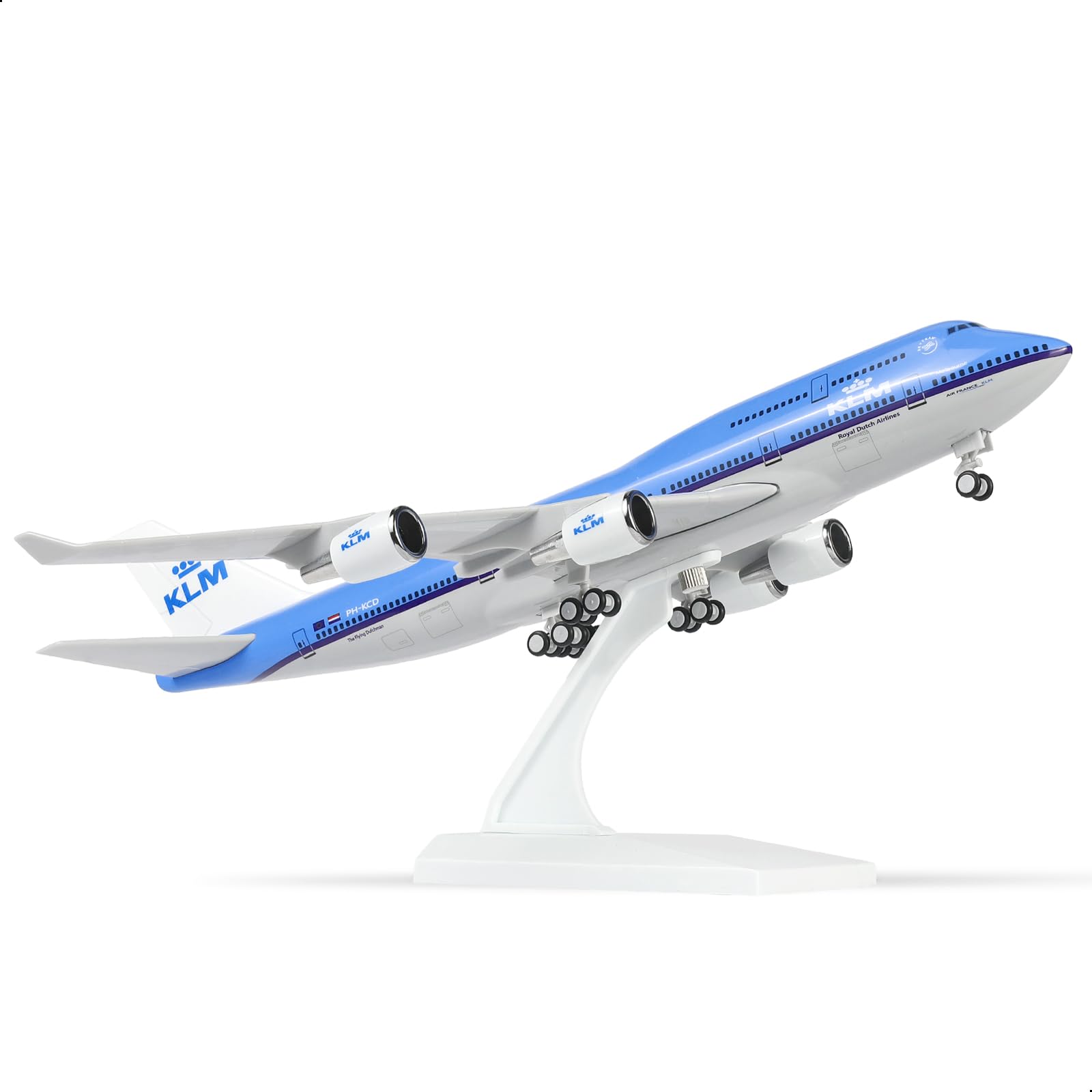 QIYUMOKE 1/240 Netherlands 747 Model Airplane For Klm Boeing 747 Model Airplane With Stand (12 Inches Long) Pre-Assembled Model Kit For Adults - Creative Aviation Gifts
