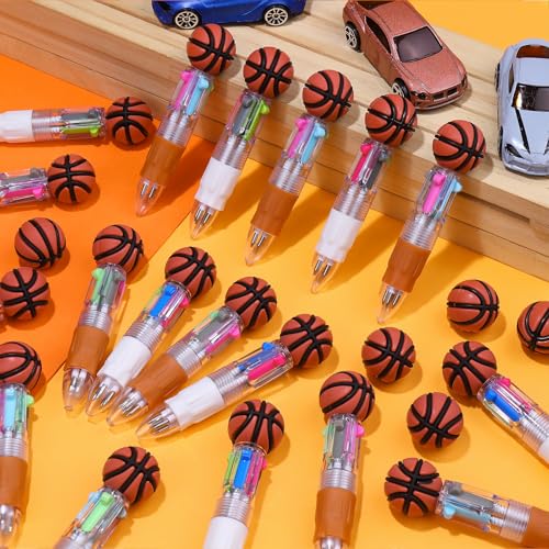Image of CZWZ 30Pcs Mini Multicolor Pens in One 4-in-1 Cute Pens Bulk for Kids, Ballpoint Pen for Birthdays and Children's Parties, Fun Gifts Assorted Ink Kawaii Pen(Basketball)