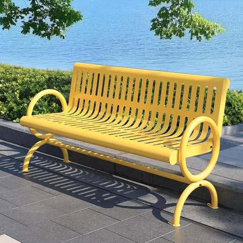 Robust Metal Outdoor Bench with Backrest - Weatherproof Steel Garden Seating for Patio, Porch, Yard & Park - Stylish 150x63x82cm Decor