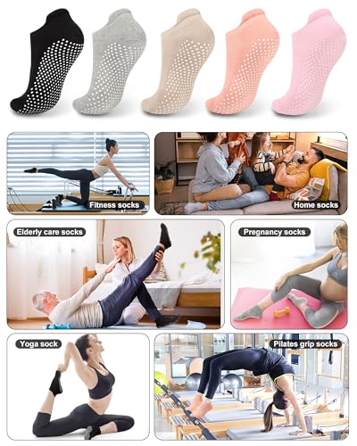 Image of Pilates Grip Socks, Yoga Socks with Grip for Women Men, Non slip skid Socks for Barre Workout Hospital