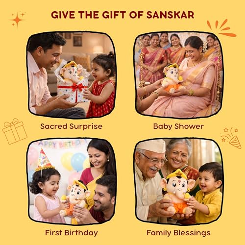 Image of Clapstore ClapCuddles Mantra Chanting Ganesha with Meditation Mode Interactive Musical Soft Stuffed Plush Toy | Non-Toxic, Safe | Best Birthday Gift for Newborn Kids (Boys, Girls)
