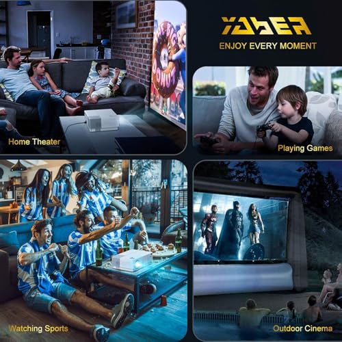 Image of YABER Y31 Native 1920x 1080P Projector 7200 Lux Upgrade Full HD Video Projector, ±50 4D Keystone Correction Support 4K, LCD LED Home Theater Projector Compatible with Phone,PC,TV Box,PS4 (White)