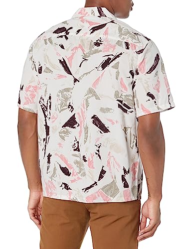 Club Monaco Men's Short Sleeve Camp Collar Block Print Shirt2