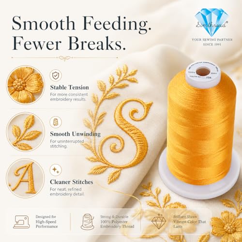Image of Simthread 5000M 40WT Polyester Embroidery Thread, Orange 208 | 5000M 40WT polyester thread feeds smoothly for machine embroidery, monograms, logos, patches and quilting.