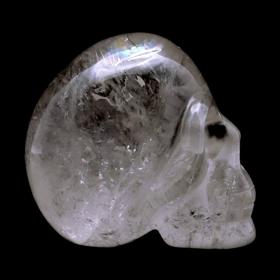 アイリス　スカル 中 【クリアクォーツ 水晶】クリスタル　ブラジル産 Amazon.co.jp: クリスタル スカル 天然水晶 虹入り 骸骨 置物