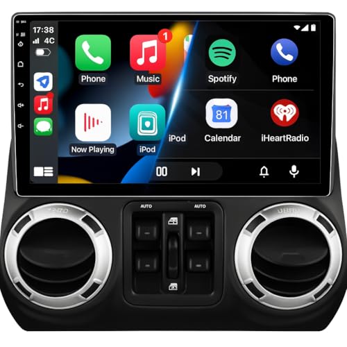Android 14,12GB+256GB,Car Stereo Radio for Jeep Wrangler JK Compass Grand Cherokee Dodge Ram 1500, 10 inch QLED Touchscreen Support Wireless CarPlay Android Auto 28GB+599GB