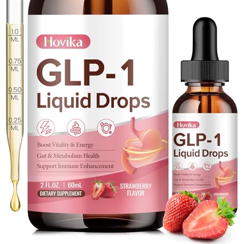GLP-1 Supplement, GLP-1 Support Liquid Drops with Berberine, Chromium, Ceylon Cinnamon, Green Tea & Hops Flower Extract, GLP-1 Supplement for Gut & Metabolism Health, Vegan, Strawberry Flavor, 2 Fl Oz