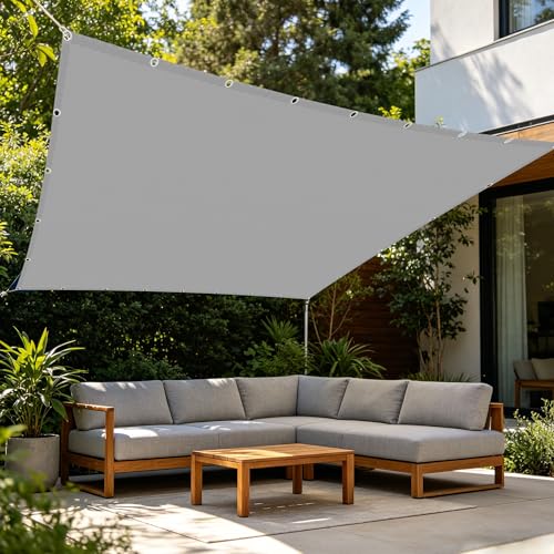 Voile d'ombrage 1.5x4m imperméable gris clair avec oeillets et cordons