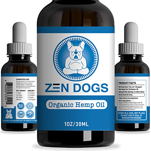 Zen Dogs - Organic Hemp Oil for Dogs & Cats + MCT Oil - Healthy Omega 3 & 6 Fatty Acids - All Natural Pet Care Treats Supplement for Skin & Coat - Anti-Anxiety - Anti-Inflammation - Digestive Support
