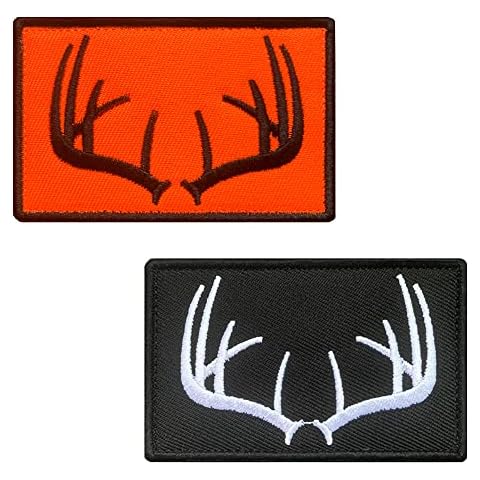 Antrix 2 Pieces Tactical Wildlife Antlers Hunting Patch | Hook and Loop Embroidered Military Antlers Patch | Used for Hats, Backpack, Vest, Coat,Uniform, Dog Harness,Team Activity Clothes Cover