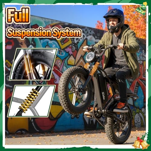 Image of TST Electric Bike for Adults, 1500W Peak Motor 60 Miles Fat Tire Ebike with 48V 15Ah Removable Battery 20 inch Fat Tire Electric Bike, Dual Suspension