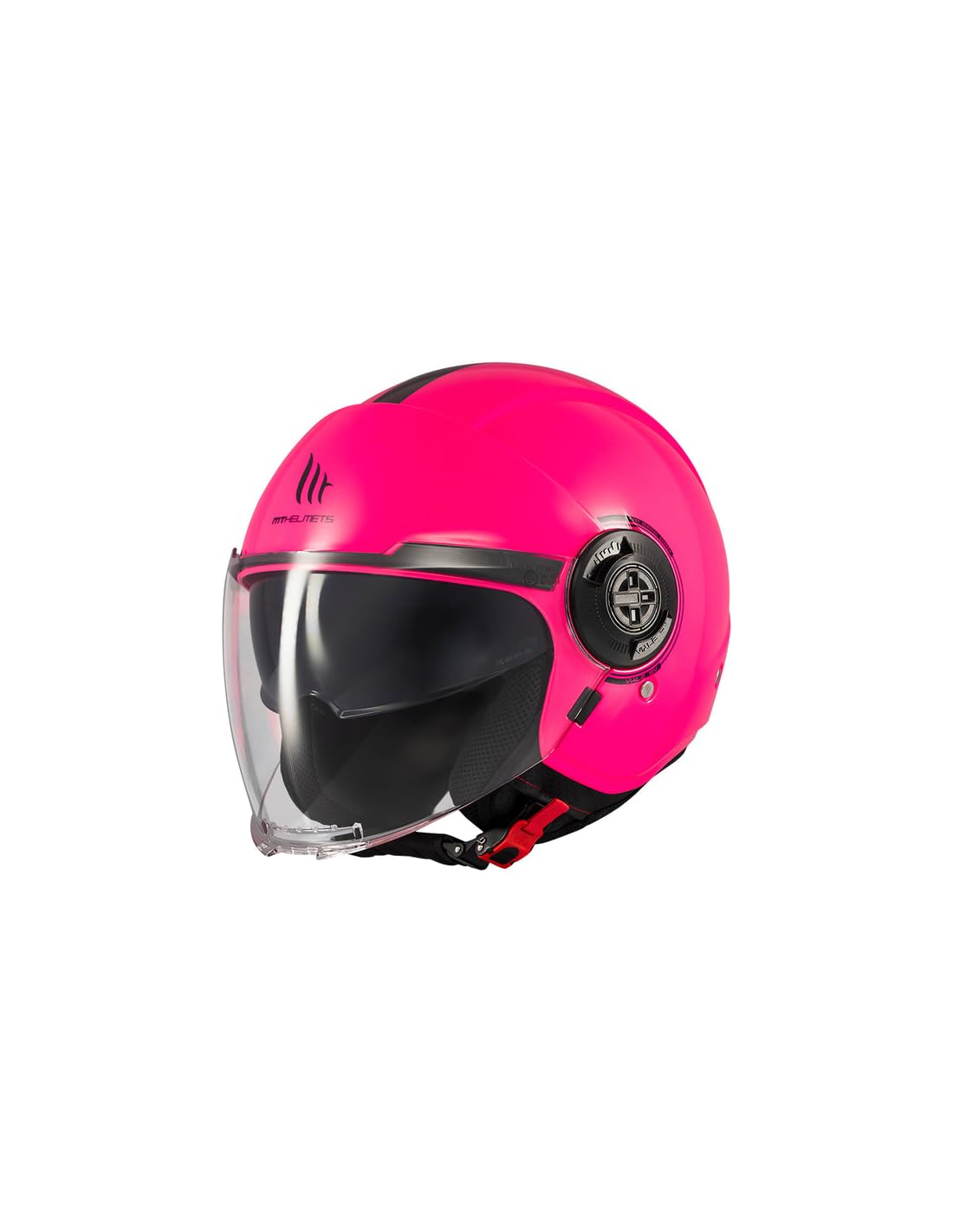 MT Helmets Viale SV S – Casco Moto Jet Urbano con Visor Solar Retráctil, Interior Lavable, Pantalla Larga y Calota HIRP | Homologado ECE 22.06 & Dot Rosa Fluor Talla L