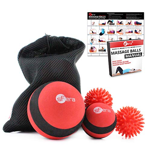 sFera Deep Tissue Massage Balls Set of 4 for Trigger Point Therapy, Myofascial