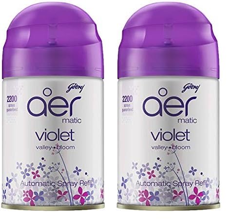 Godrej aer Matic Refill - Automatic Room Fresheners | Violet Valley Bloom | 2200 Sprays Guaranteed | Lasts up to 60 days (210ml) (Pack of 2)