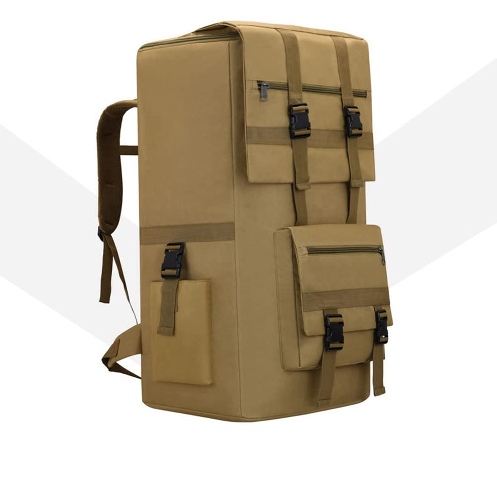 120L Große Kapazität Taktische Rucksack Outdoor wasserdichte Klettertasche Armee Fan Wanderrucksack Reiserucksack Trekkingrucksack für Reisen Radfahren Klettern Khaki
