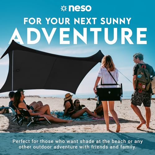 Image of Neso Gigante Portable Beach Tent Sun Shelter - Lightweight Beach Shade Canopy - Easy Setup for Family Outings - Patented Reinforced Corners - UPF 50+ Sun Protection - 8ft Tall, 11 x 11ft - Black