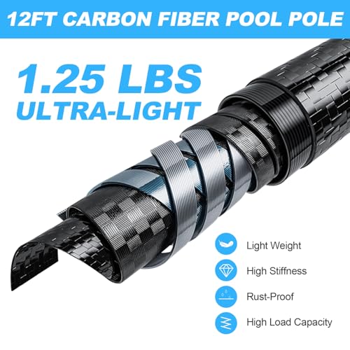 14" Carbon Fiber Pool Pole, Handle Skimmer Pool Cleaning Pole, Short Pool Pole for Spa, Hot Tub, Pool Hand Leaf Skimmer Net 14 inch by DOBEN - Image 2