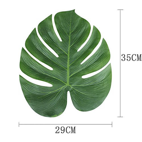 vLoveLife – 48 folhas de palmeira tropicais artificiais, 35 x 29 cm, folhas grandes para decoração d