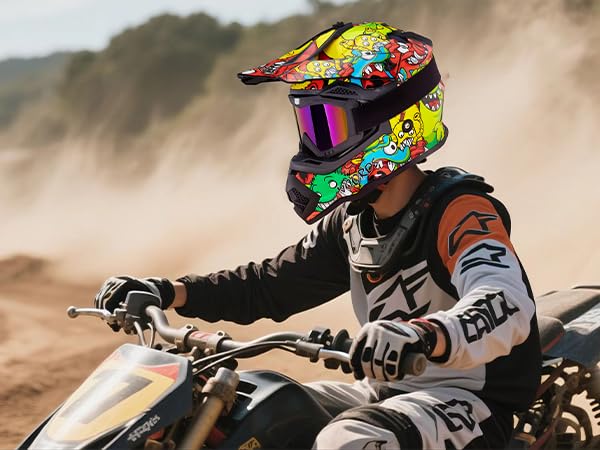 Image of VCOROS Youth Kids Dirt Bike Helmets,Kids Motocross Helmets DOT Approved