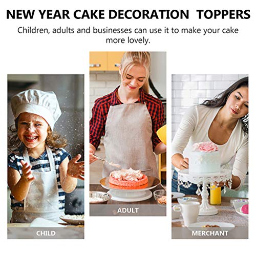 NUOBESTY Topos de cupcake Happy New Year 2021, palitos de sobremesa, decorações de bolo de mesa para