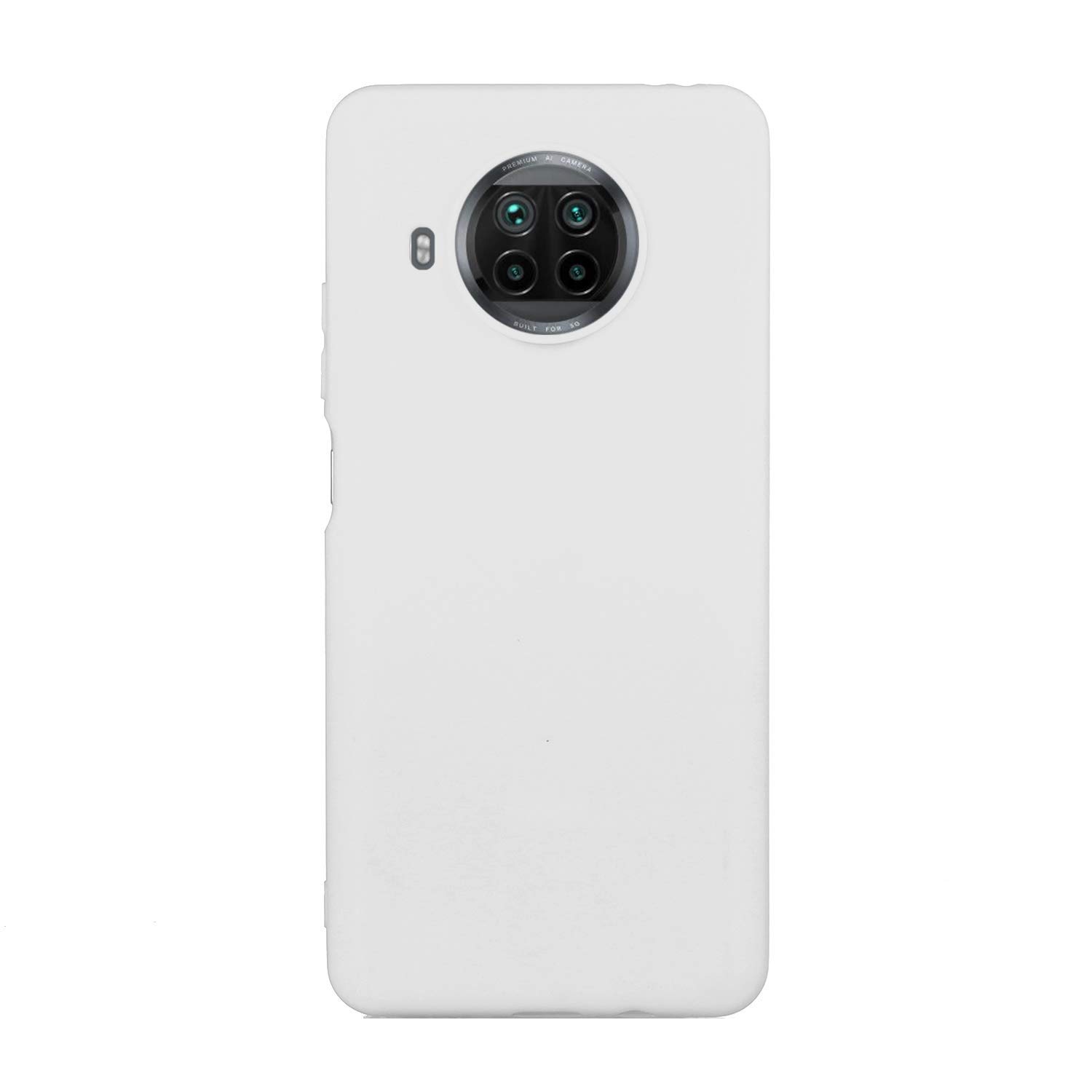 CUZZCASE Custodia Compatibile con Xiaomi Mi 10T Lite+(Film di Vetro temperato)Silicone TPU Cover Morbida Protettiva Custodia Ultra Sottile Leggero Cover-Bianco