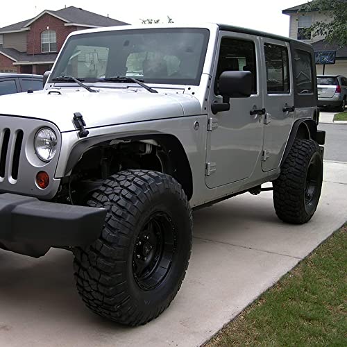 Yitamotor Flat Front & Rear Fender Flares Compatible With 2007-2018 Jeep Wrangler Jk & Jku Unlimited(2/4 Doors), Off-Road Metal Steel Wheel Flares 4 Pcs #TOP6
