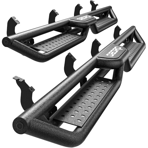OEDRO Running Boards with Two Stairs Design All-Steel Build Bolt-on Side Steps Compatible with 2022-2026 Toyota Tundra Crewmax Cab(4 Full Size Doors) Black Powder Coated Nerf Bar