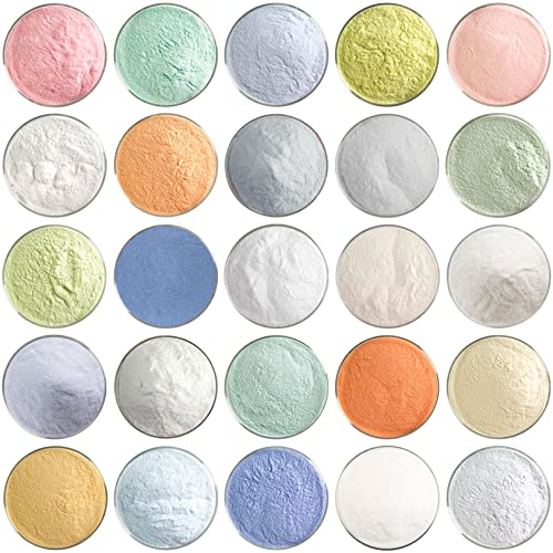 Super Mega Powder Glass Frit Sampler Pack Number 1-25 Colors, 90 COE - Made from Bullseye Glass by New Hampshire Craftworks