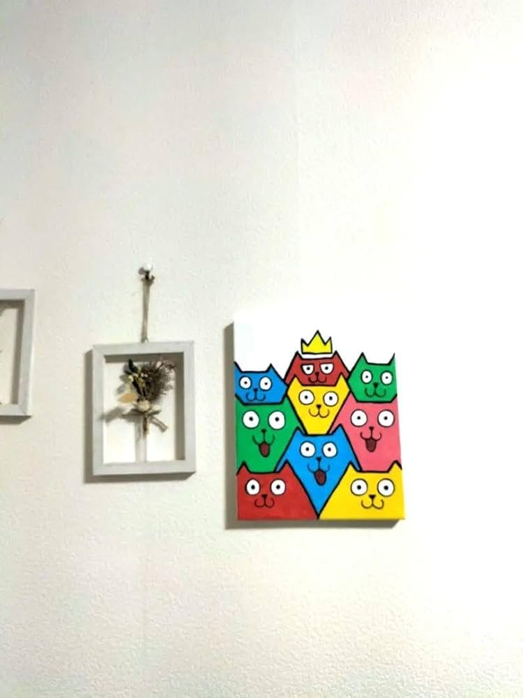 原画　アクリル画　猫のアート【ポップにゃん】 Amazon.co.jp: ポップにゃん王国 アクリル画 原画 猫 ポップ