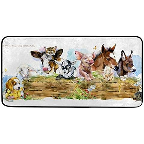 ZHIMI Kitchen Rug Non-Slip ﻿Cute Farms Animal Set Kitchen Mat Runner Area Carpet Floor Mat Microfiber Comfort Standing Entry Rug 39" x 20" Cover