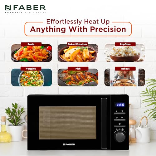 Image of Faber Instacook20 S Digital Standalone 20L Microwave Oven | 700W | 6 Auto Cook Menu, Digital Control, Reheat & Defrost Feature, 255mm Turnable Glass, Child Safety Lock, Easy Clean Coating | Black