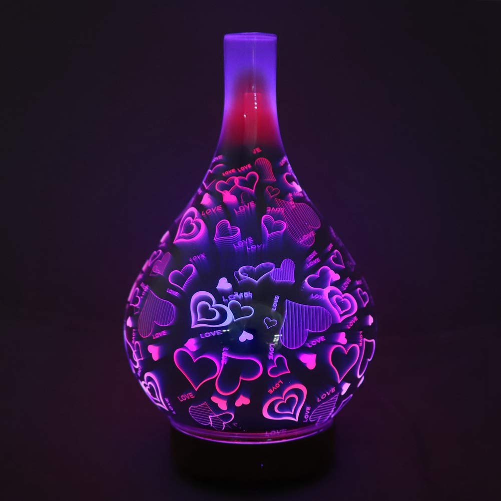 Diffusore e umidificatore di oli essenziali per aromaterapia ad ultrasuoni da 100 ml con luce notturna a LED per camera da letto