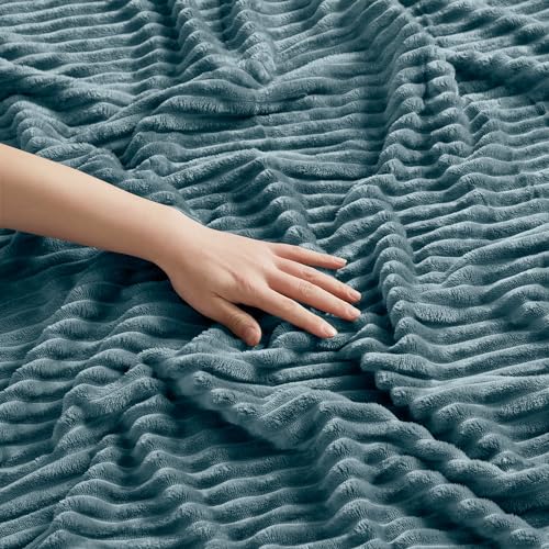 Image of Nestl Stone Blue Microfiber Throw Blanket - Fuzzy, Lightweight, Cozy, 50x60 in, All Seasons, Machine Washable