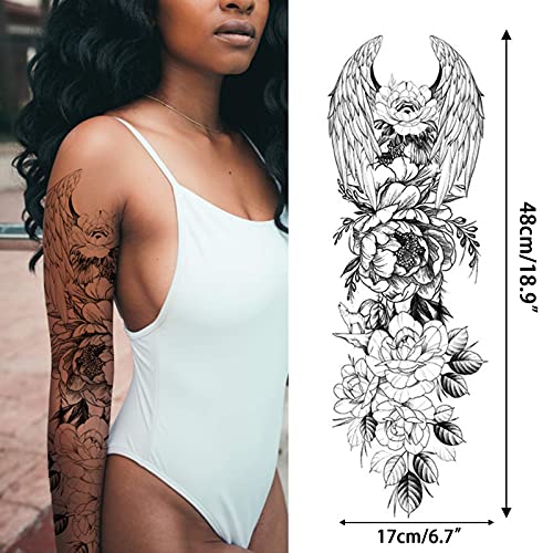 Image of Aresvns Flowers Full Arm and Half Sleeves Temporary Tattoo for Women Girls